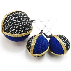 髪飾り 成人式 振袖 前撮り 袴 花 ３点セット 青 紺 藍色 手毬 かんざし 卒業式 フォーマル 結婚式 手毬 ちりめん ヘアアクセ No.9-4032