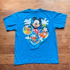 00's Disney Mickey & friends Tシャツ　古着　ディズニー　ミッキーアンドフレンズ　ブルー　青