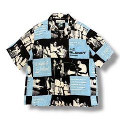 参考上代41800円 WACKO MARIA 24SS ×BLUE NOTE HAWAIIAN SHIRT S/S -TYPE 3 ハワイアンシャツ アロハシャツ 半袖シャツ ワコマリア ブルーノート コラボ BLUENOTE-WM-HI03 ブルー L