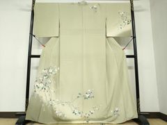 平和屋着物▽訪問着 単衣 枝菊 金銀彩 正絹 逸品 DAAS0272az