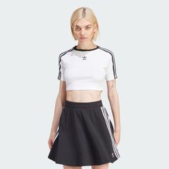 アディダス オリジナルス スリーストライプス 半袖ベビーＴシャツ ストリートファッション レディース KNZ20 IP0662 WOMEN THREE STRIPES SHORT SLEEVE BABY T‐SHIRT WHITE