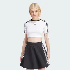 アディダス オリジナルス スリーストライプス 半袖ベビーＴシャツ ストリートファッション レディース KNZ20 IP0662 WOMEN THREE STRIPES SHORT SLEEVE BABY T‐SHIRT WHITE