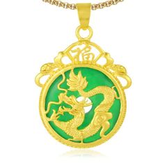 Fusamk ヒップホップ 18K 合金 ドラゴン ラウンド タグ ペンダント コイン ネックレス 22インチ ボックスチェーン, 合金, 宝石なし。