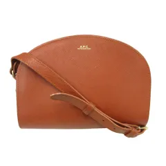 良品 A.P.C DEMI-LINE アーペーセー ハーフムーン ショルダー バッグ 鞄 レザー ロゴ 茶 ブラウン メンズ レディース 古着 中古 USED