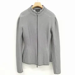エンポリオアルマーニ EMPORIO ARMANI 2019 ニット ジャージー ジップアップ ブルゾン ジャケット 黒タグ 42 グレーのサムネイル