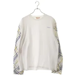 MARNI (マルニ) WHITE COTTON T-SHIRT WITH CONTRASTING SLEEVES クルーネックコントラストスリーブ長袖Tシャツ ホワイトのサムネイル