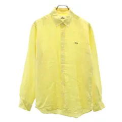 ラコステ リネン100％ 長袖 ボタンダウンシャツ 4 イエロー LACOSTE メンズ 【中古】  【230921】 メール便可のサムネイル