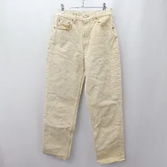 ◇ Θ MOUSSY マウジー コットン系 牛革ラベル デニム テーパードパンツ サイズ27 イエロー系 レディース E  【1507160026639】