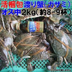 ワタリガニ 「オス中サイズ２ｋｇ」（約８-９杯） 渡り蟹 ガザミ 梭子蟹 活発送