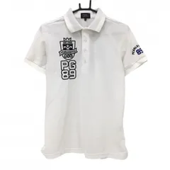 パーリーゲイツ 半袖ポロシャツ 白×黒 襟裏ライン ロゴプリント メンズ 4(M) ゴルフウェア PEARLY GATES