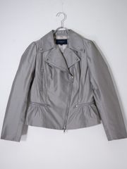 BURBERRY LONDONバーバリー ロンドン 日本製 ポリナイロン パフスリーブペプラム ダブルライダースジャケット【38】【LJKA78000】