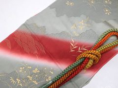【京松】リサイクル着物 和装小物 帯締め帯揚げセット 丸組 金糸 金彩 草花文 帯締 帯揚 kyo7w07-773