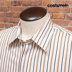 24SS/costumein/48サイズ/ストライプ柄シャツ ANDEA IVE ジャガード BIGシルエット イタリア製 長袖 新品/ベージュ×茶/ke205/