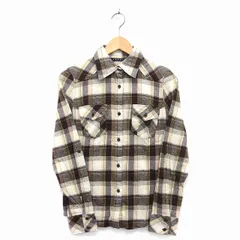 イング INGNI シャツ ブラウス 長袖 コットン 綿 チェック 柄 M ブラウン 茶 アイボリー 白 /HT12