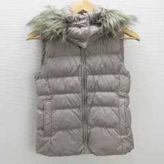 U■ユニクロ/UNIQLO ウルトラライトダウンベスト/フード付き【S】ベージュ系/LADIES/25w【中古】■