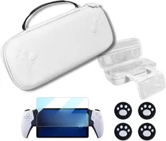 LIMSE PS Portal用 4in1 アクセサリーセット収納ケース スタンド機能付き+ 強化ガラスフィルム 親指保護カバー2セット 耐衝撃・防水・持ち運び便利PSポータル専用(ブラック)