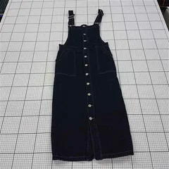 ◇ Θ EDWIN Something エドウイン サムシング デニム調 ロング丈 サロペット スカート サイズM ネイビー系 レディース E  【1509180005434】