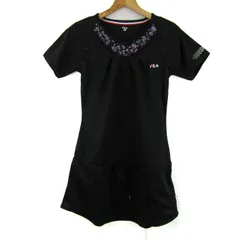 フィラ ワンピース トップス 半袖 チュニック スポーツウエア ゴルフ レディース Mサイズ ブラック FILA 【中古】