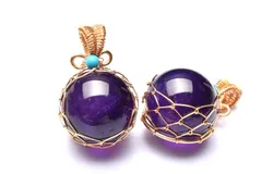 アメジスト 17-18mm 丸玉 ゴールド ペンダントトップ 1個売り パワーストーン 天然石 _PRG2040