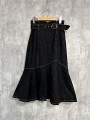 PROPORTION プロポーション ボディドレッシング ベルト付き マーメイド ロング デニムスカート sizePS/黒  ■■ レディース