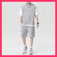 ★スタッフおすすめ★ セットアップ メンズ パーカー フード付き 半袖 着重ね スウェット 薄手 夏用 ハーフパンツ 接触冷感 ルームウェア 部屋着 カジュアル 涼しい