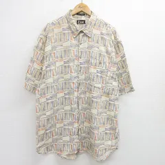 XL/古着 半袖 シャツ メンズ 00s 総柄 大きいサイズ ロング丈 コットン ベージュ系他 カーキ 24jul01 中古 トップス