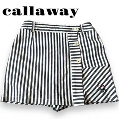 CALLAWAY キャロウェイ ゴルフキュロットスカート　ストレッチサキゾメストライプスカート　インナー付スカート ストライプ ネイビー系 S ゴルフウェア レディース GOLF ゴルフ　キュロット　ショートパンツ　美品　●棚番号T-0