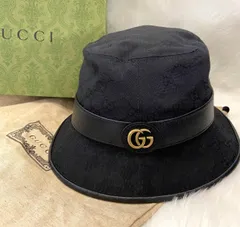 【中古】 GUCCI （グッチ） オリジナル GGキャンバス バケットハット ﾌｪﾄﾞﾗﾊｯﾄ 帽子 GG Canvas Black 576587 Mサイズ 58㎝のサムネイル