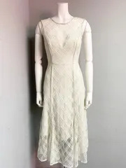 1310 DEA by ROBE de FLEURS ディアバイローブドフルール キャバクラ ドレス 総レース ラメニット ノースリーブ リボン ロングドレス タイト キャバドレス S