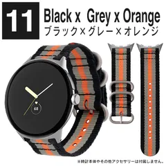 11.ブラック×グレー×オレンジ ピクセルウォッチ4 バンド ピクセルウォッチ4 ベルト グーグル ピクセル ウォッチ 4 バンド Google Pixel Watch 4 / 3 バンド 41mm 45mm ミリタリー バンド ミリタリー ベルト ナイロン