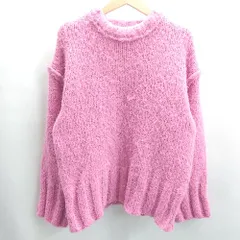 ◇ ⊇ NICE CLAUP カギ編み 長袖 セーター ニット サイズ F ピンク レディース E  【1501160019134】