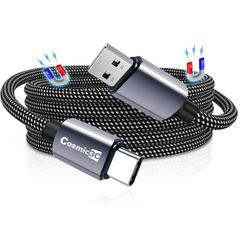 １メートル磁気自動収納タイプC to タイプC ケーブル QC3急速充電ケーブル 3A 亜合金製コネクタ、高耐久48番手二重ナイロン、QC3.0対応