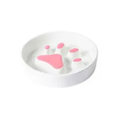 ☆ ピンク ☆ M ☆ ペット 皿 陶器 早食い防止 肉球 ペット 食器 陶器 早食い防止フードボウル 早食い防止 犬 スローフィーダー スロウフィーダーボウル 皿 フードボール 犬用食器 猫 小型犬 おしゃれ かわいい ゆっくり ペット用食器 犬用品