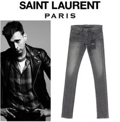 ●【SAINTLAURENT 】エディ 日本製ウォッシュ加工スキニーストレッチデニムジーンズ【サイズ25／26】サンローラン