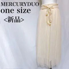 新品 マーキュリーデュオ ロングプリーツスカート マキシ丈フレア ウエストリボン used in Japan
