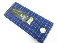 浴衣	反物	正藍阿波しじら　格子織出し