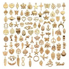 [HappyHome] チャーム パーツ ペンダントトップ アクセサリーパーツ 100個入り KCゴールド DIY 手作りアクセサリー
