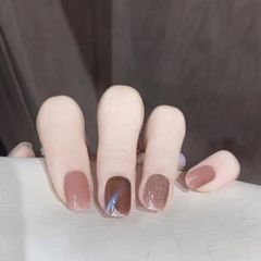 ネイルチップ24枚入 結婚式ネイルつけ爪 ネイルチップ おしゃれ 大人用 付け爪 ネイルチップ 人気 3D爪 ネイルチップ かわいい 和風 夢幻 ラウンドチップ ファッション ネイル 付け爪 成人式、プロム、披露宴、結婚式（#05-青い猫の目）