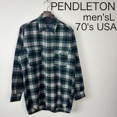 希少 美品 70s ペンドルトン USA製 ブラックウォッチ XL ウールシャツ