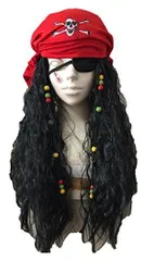 【特価商品】海賊 顔面セット! 【 海賊 レゲエ かつら 】【 パイレーツ バンダナ 】【 眼帯 】 コスプレ ハロウィン パーティー クリスマス 4点セット