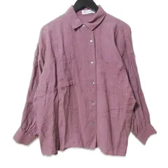 未使用 QUWAGI クワギ 20SS リネンワークシャツ QWG20SS008A LINEN WORK SHIRTS 長袖シャツ 日本製 レディース パープル 36 27109232