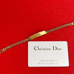 極 美品 Christian Dior クリスチャン ディオール ヴィンテージ CD ロゴ プレート GP ID ブレスレット バングル ゴールド 90816
