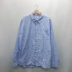 ◇ ⊂ WEGO ウィゴー ストライプ柄 長袖 ビッグボタンダウンシャツ サイズL ブルー レディース E  【1410290071328】