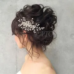 フラワー ビジュー ヘアピン ヘッドドレス★ブライダル結婚式 ウェディングボンネ