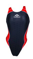[SWIMON] 競泳水着 レディース ガールズ ハイカット 黒赤 ２色 601 7XL-9XL