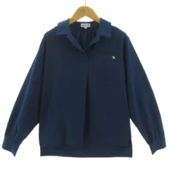 アーノルドパーマー Arnold Palmer シャツ スキッパーカラー 長袖 胸ポケ ロゴ刺繍 テールカット プルオーバー ブルー系 青系 M