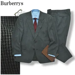 【希少】 90s USA製 バーバリー Burberrys 千鳥格子柄 シングル 2B スーツ セットアップ 上下 テーラードジャケット スラックスパンツ 秋冬 40S グレー x ブラック メンズ