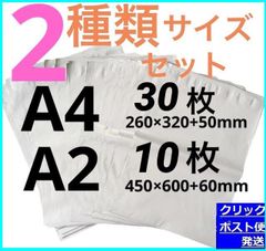 LDPE宅配袋 宅配ビニール袋 a4 30枚 a2 10枚 強力テープ付き2種類セット