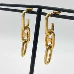 【7/15までの特別価格】CELINE セリーヌ トリオンフ マイヨン チェーン ピアス 両耳用 GP ゴールド アクセサリー 【中古】Aランク　5_296