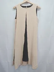 ◇ ⊂ FENNEL フェンネル ノースリーブ 膝下丈 ワンピース サイズ9 ベージュ ブラック レディース E  【1506250002492】